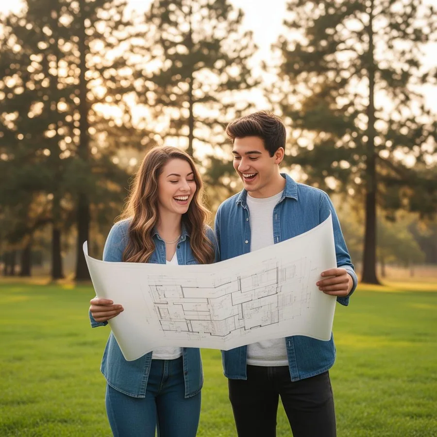 A couple planning their custom home